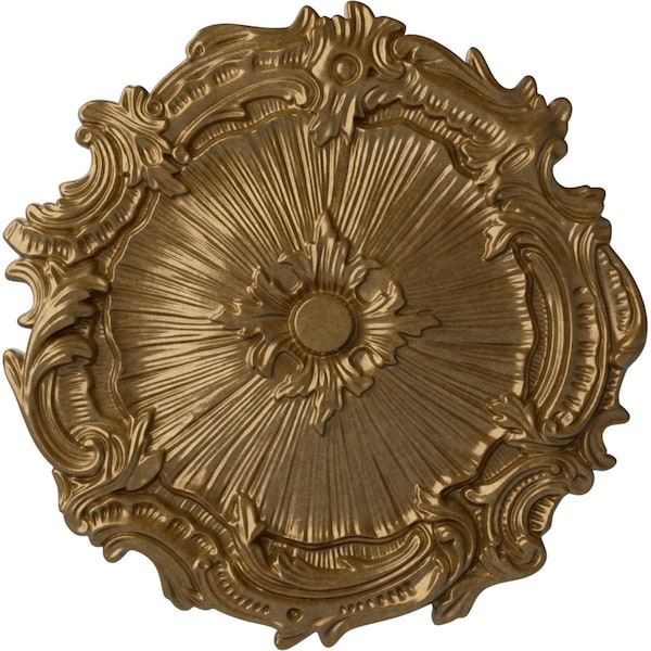 Ekena Millwork Plymouth Ceiling Medallion (Fits Canopies up to 1 5/8"), Hand-Painted Pale Gold, 16 3/4"OD x 1 3/8"P CM16PLPAS - main